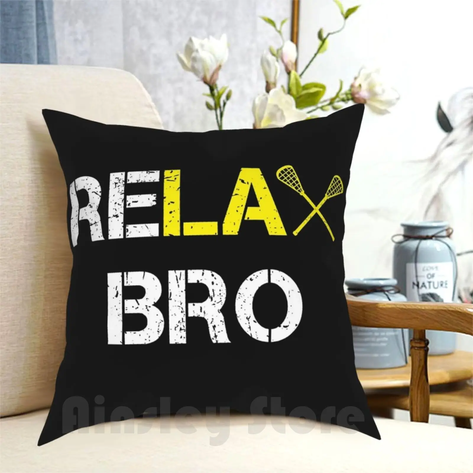 

Relax Bro Funny Pillow Case Printed Home Soft Throw Pillow Lax Sports Athletes Athletic Athlete Sport Relax Bro