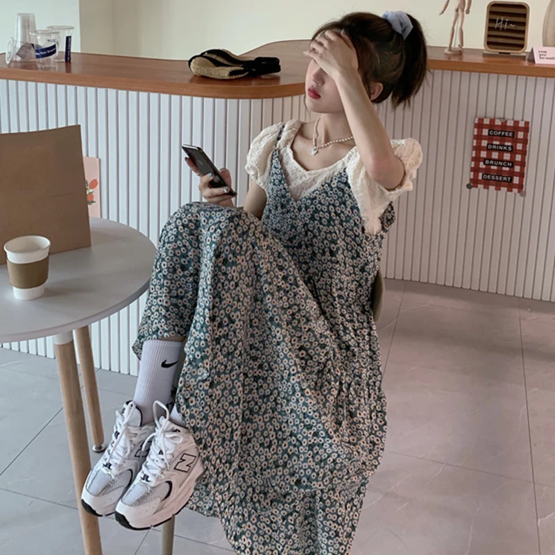 

Женское платье-комбинация, оранжевое платье с юбкой в стиле мори с маленькой маргариткой и цветочным принтом