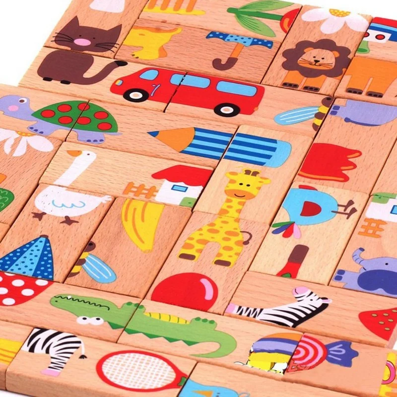 

Educational 28Pcs Animal Colored inoes Wooden Puzzle Cartoon Baby Toys Cute Birthday Gifts Kids Games