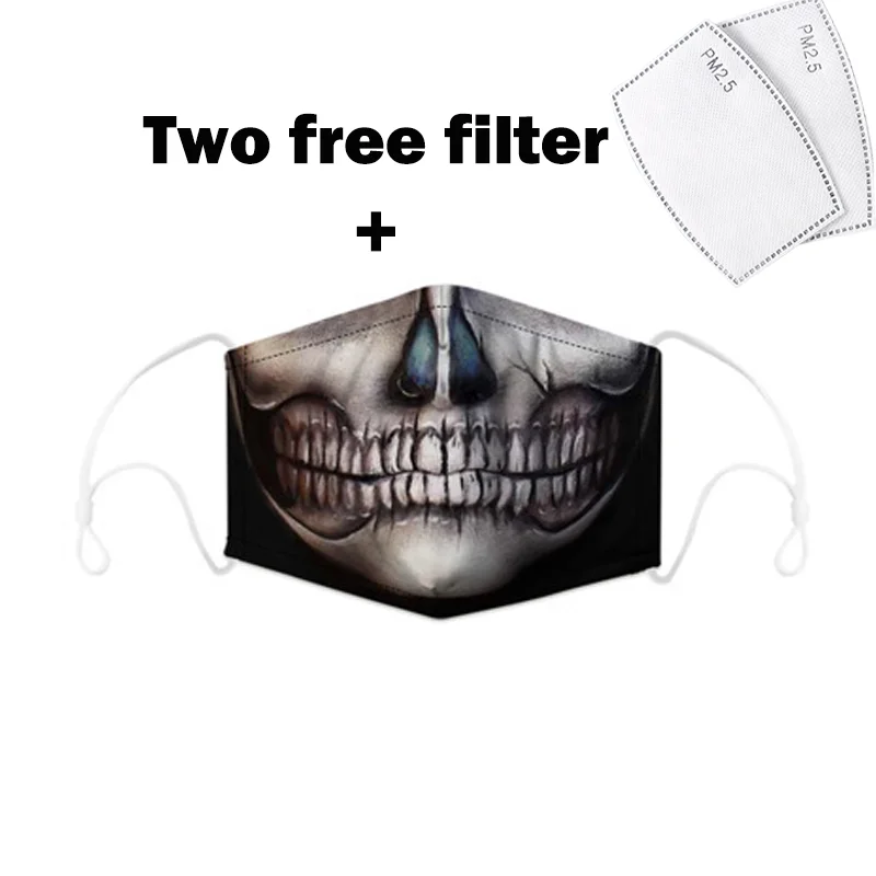 

Fashion Printing Reusable Funny PM2.5 Filter Mouth Face Mask Unisex Cute 3D Mouth Muffle Mask Windproof Breathable Sports Masks