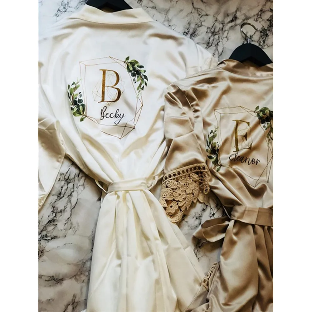 Женский Атласный халат-кимоно с цветочным рисунком свадебный наряд для подружки