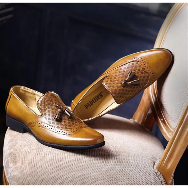High Quality New Men Tassel Loafers PU Leather Shoes Elegant Dress Shoe Simple Slip On Man Casual Footwear Moccasins shoes | Обувь
