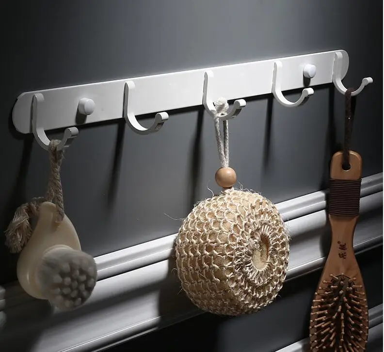 5 hooks white 5 крючков для полотенец, висящих на стене, Белый/Черный алюминиевый крючок для одежды, вешалка для полотенец, крючок для ванной комнаты - Цвет: 5 hooks white