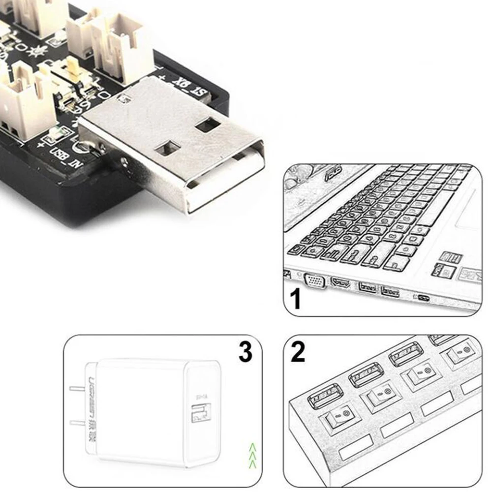 6 канальный USB адаптер для зарядки аккумуляторов LiHv Lipo 3 7 8 в 1S 5 В 2 А|Детали и