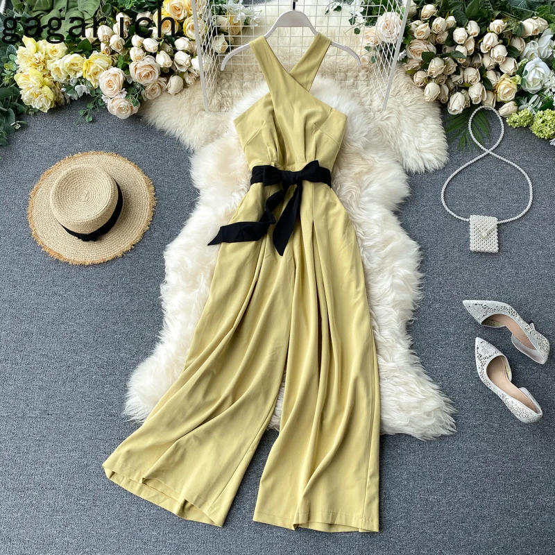 Женский сексуальный комбинезон с открытыми плечами Gagarich кружевные широкие брюки