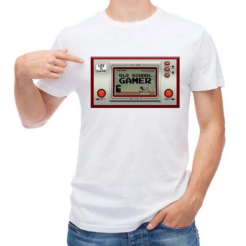 

TEEHUB Fashion Vintage Gamer Men T Shirt Hipster Old School Gamer Printed T-shirt Short Sleeve Casual Tops Harajuku Tees