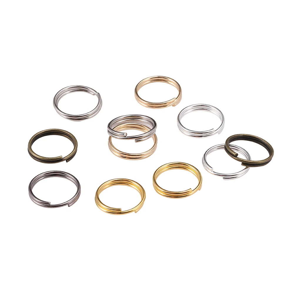 Conectores de anillos partidos de doble bucle, aros abiertos de 4, 5, 6, 8, 10 y 12 mm para joyería artesanal, bolsa de 50-200 unidades