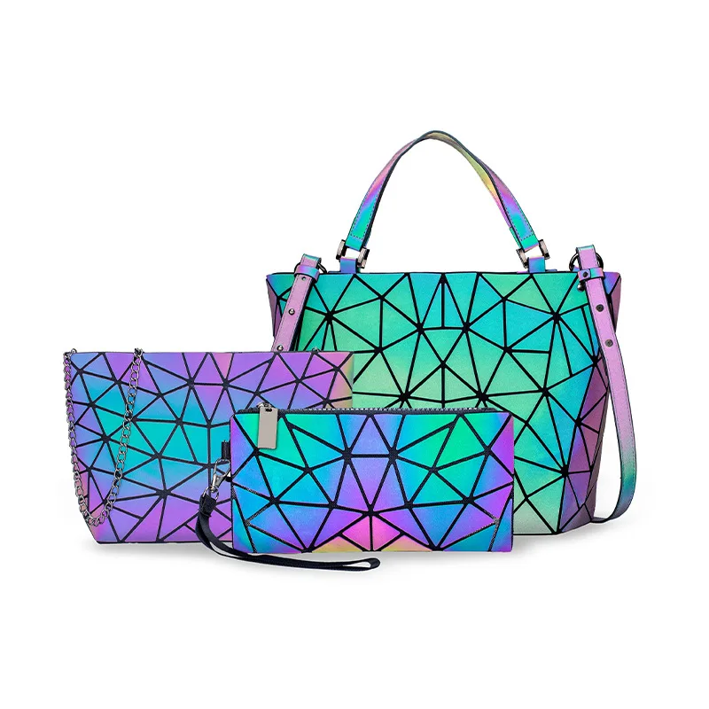 

Оригинальный светящийся клатч с геометрическим рисунком, Женская Блестящая голографическая Радужная отражающая сумка через плечо