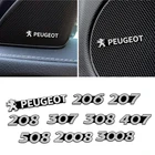 4 шт., звуковые наклейки из сплава для Peugeot 307 207 407 206 107 307 308 406 301 2008 3008 508 208XS