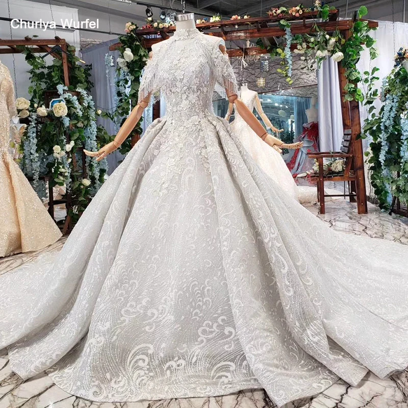 HTL691 бальное Вечернее платье со шлейфом Высокая цепочка для ошейника аппликации