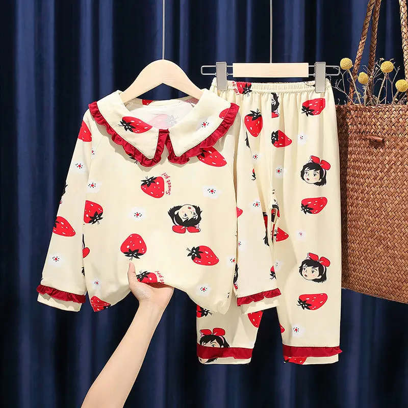 

Children Clothing Girl Thin Spring and Autumn Multicolor Cartoon Long Sleeve Trousers Two-piece Set