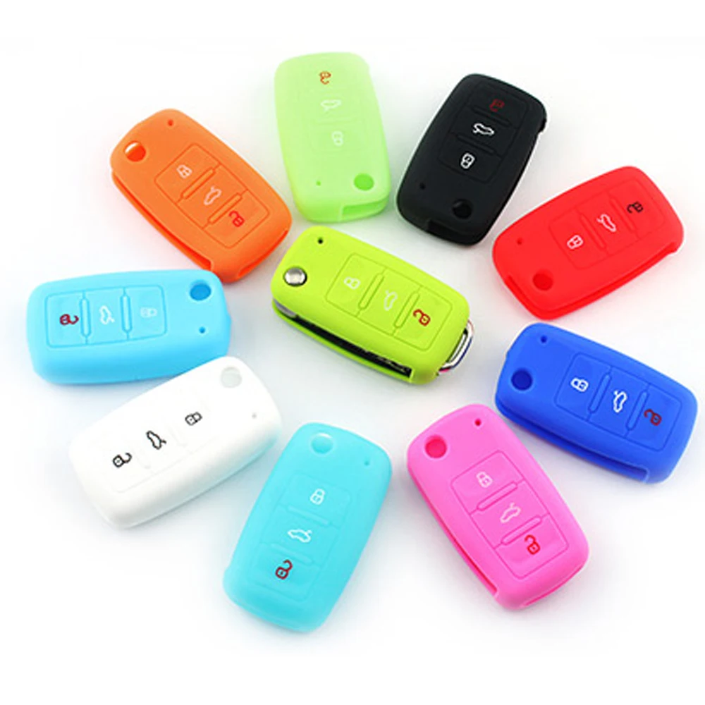 

Muchkey Key Case For Volkswagen Jetta GTI Golf CC Tiguan Key Cover Case Protecte Skin 3 Button Floding Key 1PC