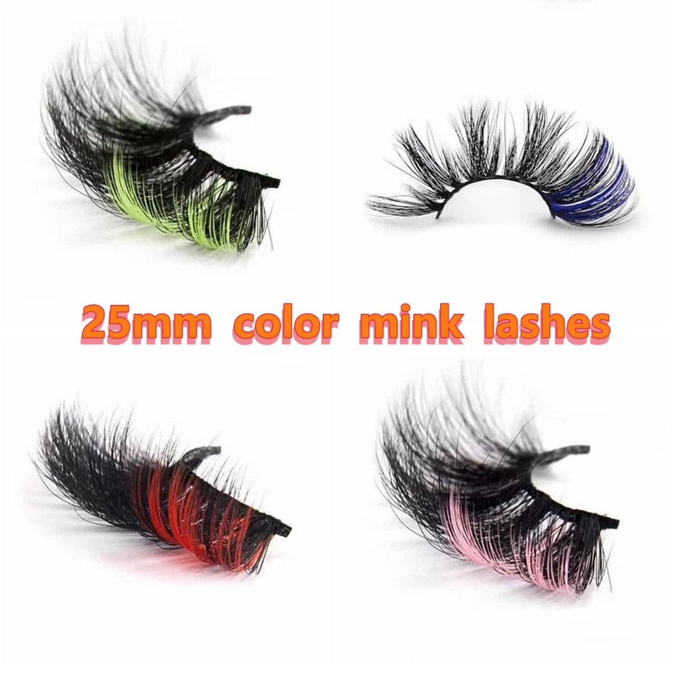 

Colored Mink False Eyelashes Fluffy 100% Mink Lashes Mix Colorful Pink Blue Red Dramatic 3D 5D Cruelty Free Soft Cilias Vendor