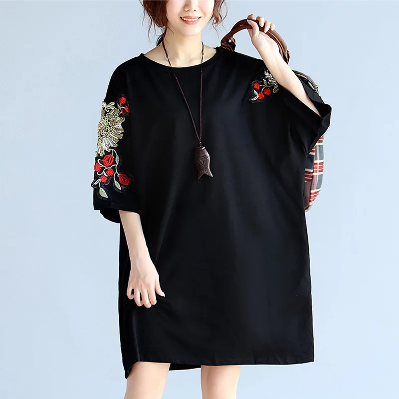 Женский топ с вышитыми бусинами и цветами Повседневная Свободная футболка