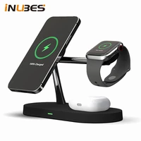 5 in 1 magnetic wireless charger stand 15w fast charging station for iphone 12 pro max mini airpods pro apple watch 6 5 4 3 lamp