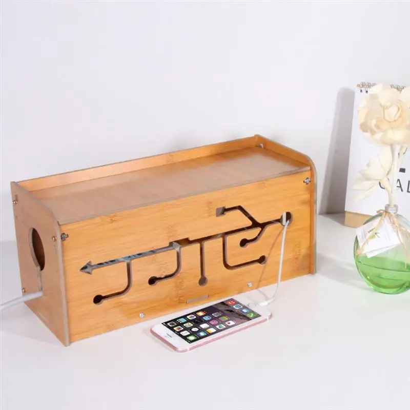 

Multifunction Creative Wire Storage Box Anti-dust Wooden Cords Container Household Supplies for Organizing Cables Socket Remote