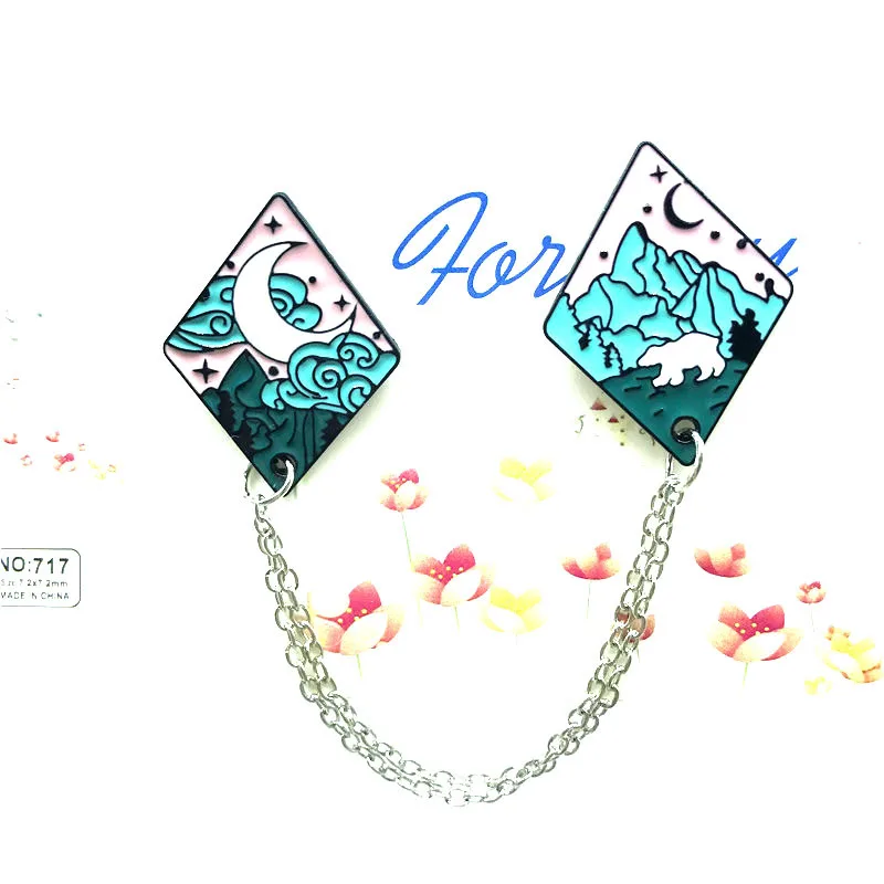 Милые Броши с космическим кораблем полярный медведь для женщин забавная луна