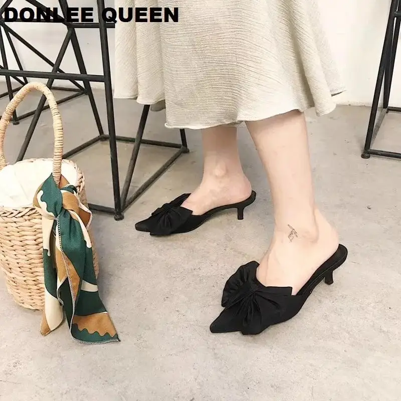 2020 весенние тапочки женские босоножки в горошек модная женская обувь с бантом