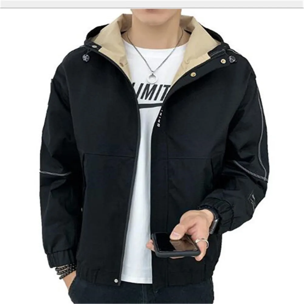 

2021Spring Autumn Young Men's Korean Hooded Jacket Trend Loose Handsome Casual Outdoor Clothes