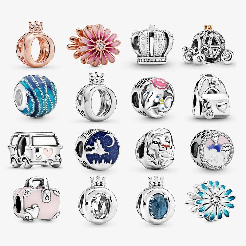 

LoveRight Crown Crystal Charms Bracelet 925 Silver Beads For Original Pulsera Pandora Jewelry Making