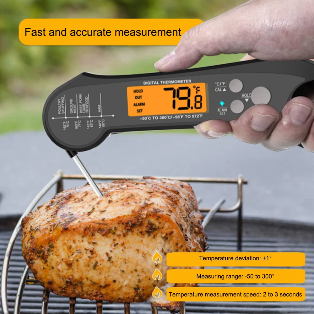 

Instant Read Meat Thermometer Best Waterproof Ultra Fast Digital Food Water Milk Thermometer for Outdoor Cooking BBQ and Kitchen