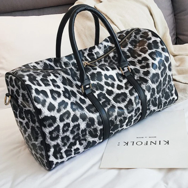 Travel bags for women Leopard pu leather Travel bag Duffle 20L travel bag Hand luggage large Shoulder Sports bag