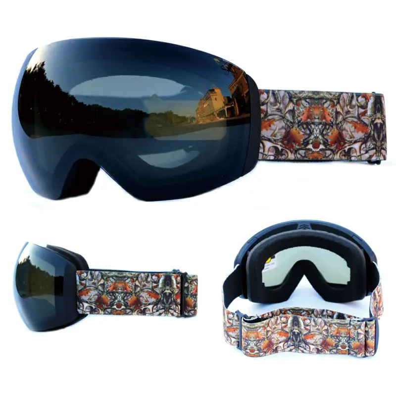 Black Black Lens Лыжные очки двухслойные Поляризованные линзы для катания на лыжах противотуманные UV400 очки для сноуборда мужские женские лыжные Чехол для очков - Цвет: Black Black Lens