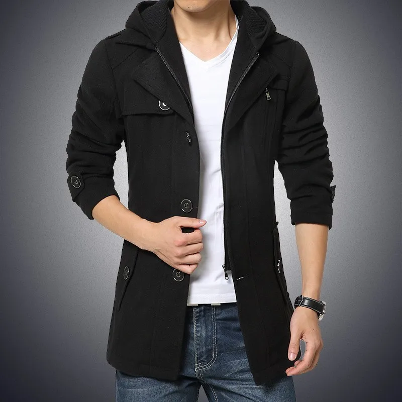Брендовые новые мужские однобортные пальто с длинным рукавом и воротником