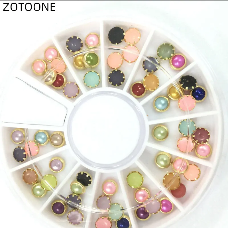 ZOTOONE 100 шт 4 мм полимерные Стразы разных Цвета полукруглые жемчужины