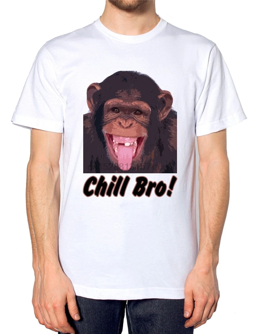Забавные шимпанзе Chill Bro Мужская футболка Обезьяна горилла Животное Дети Большой