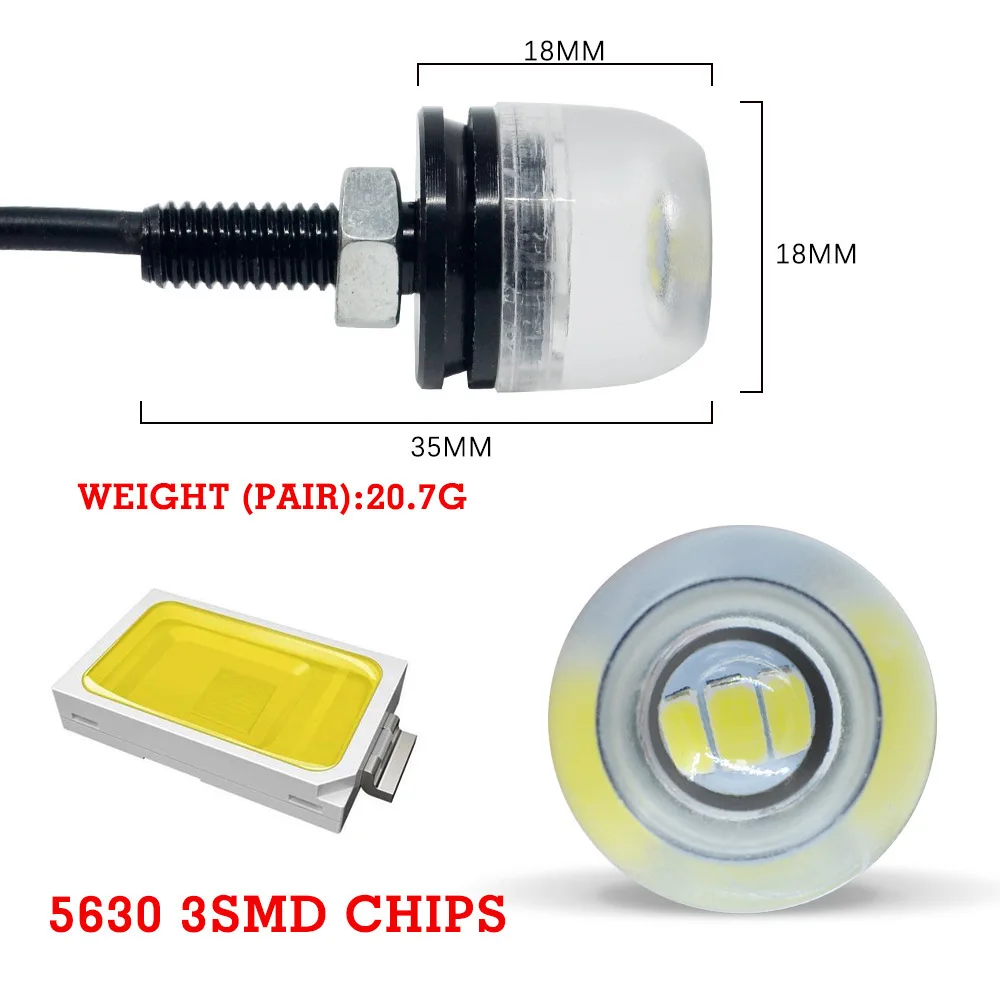 18 мм орлиный глаз светильник 3SMD 5630 5730 светодиодный дневные ходовые огни дневного