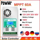 Контроллер заряда PowMr MPPT для солнечной панели, ЖК-дисплей 60 А, 12 В, 24 В, 36 В, 48, вход до 190 в постоянного тока