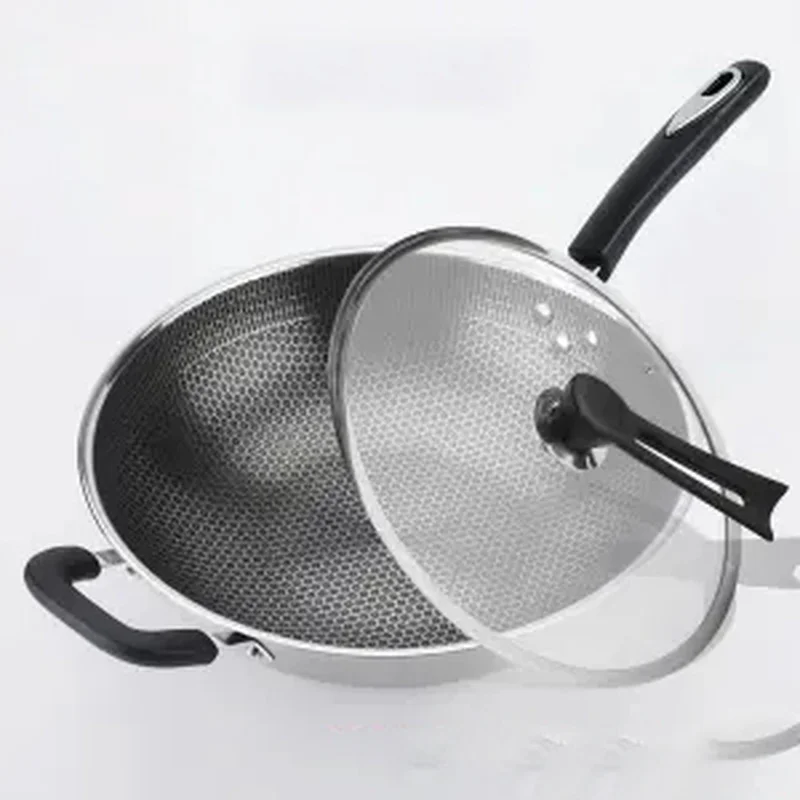 

Stainless Steel Wok Non-stick Pan Handle Household Non-oily Smoke and Non-coated Pan Wok Frying Pan Non Stick Wok Cookware