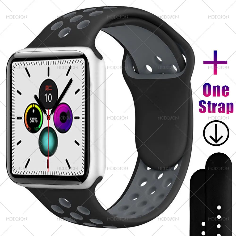 Silver Black Gray MODOSON, умные часы iwo 12, серия 5, 30, с циферблатом, пульсометр, умные часы, фитнес-трекер, часы для Apple iphone, Android - Цвет: Silver Black Gray