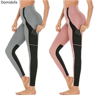 workout leggings hit color split joint panties side pocket mobile gauze slim fit womens spandex yoga pants
