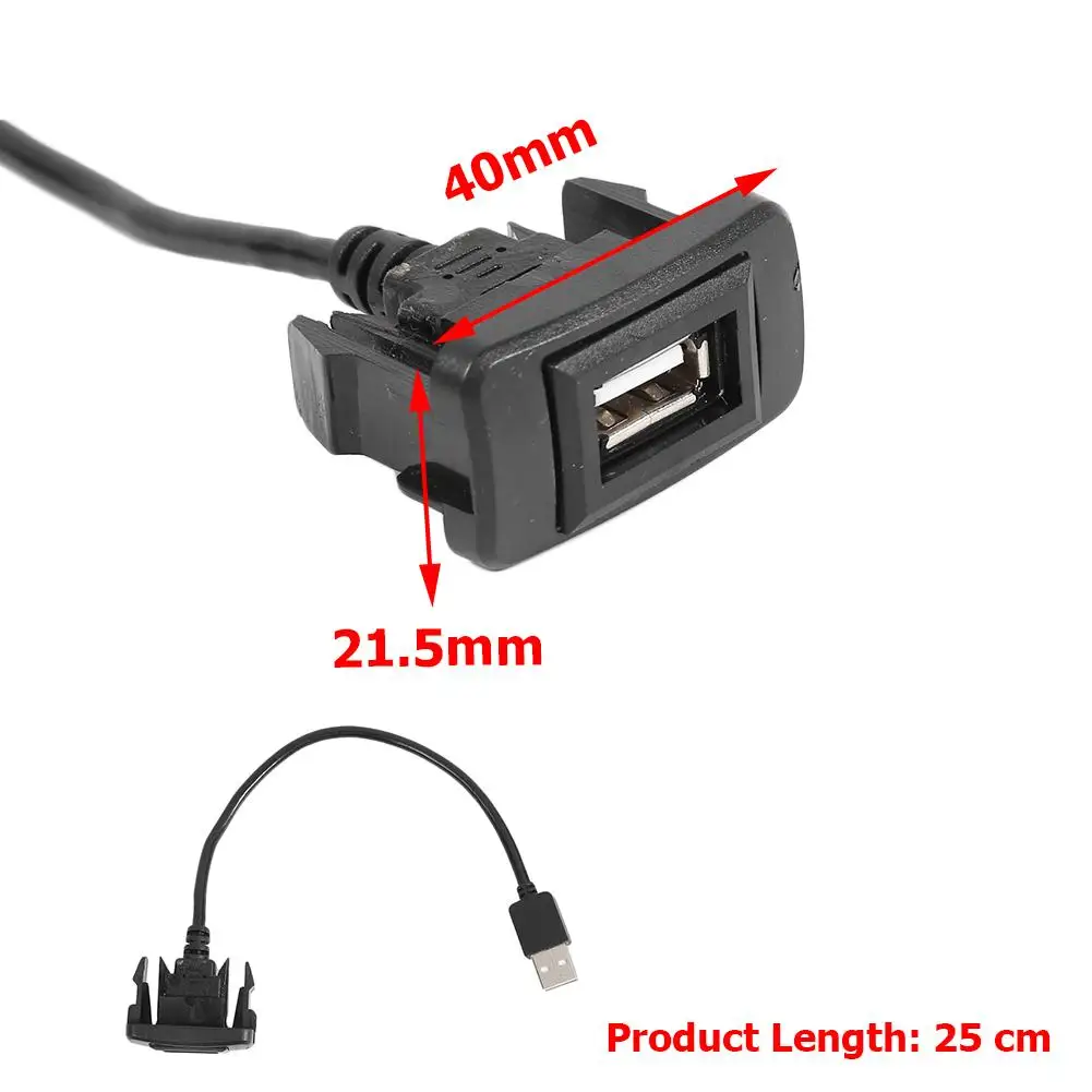

Car Dashboard Flush Mount USB 2.0 Port Panel Male to Female Plastic Extension Cable for Toyota Hilux Vigo Fortuner 2004-201