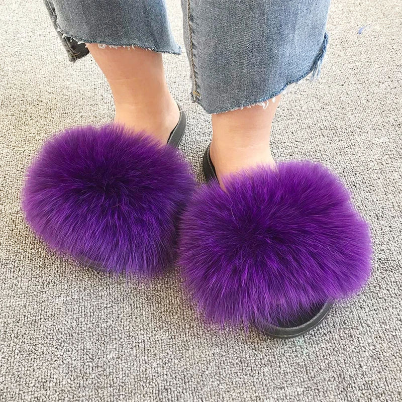 

New Arrival Girl Luxury Fluffy Fur Slippers Ladies Indoor Warm Furry Fur Flip Flops Women Amazing Plush Fur Slides Wholesale Hot