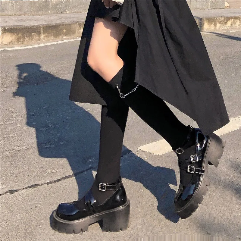 Black Stockings White Line JK Lolita stockings pantyhose Japanese School Uniform Girls Vintage For JK dress Lolita skirt