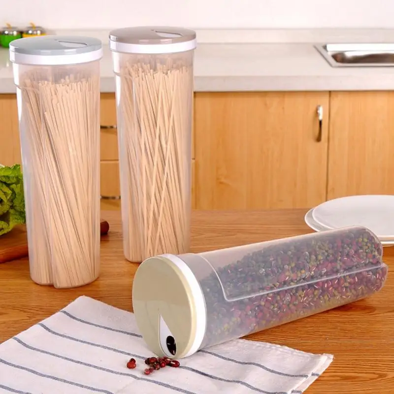 

PP Food Storage Box Plastic Clear Container Set with Pour Lids Kitchen Noodle spaghetti Storage Bottles Jars Dried Grains Tank