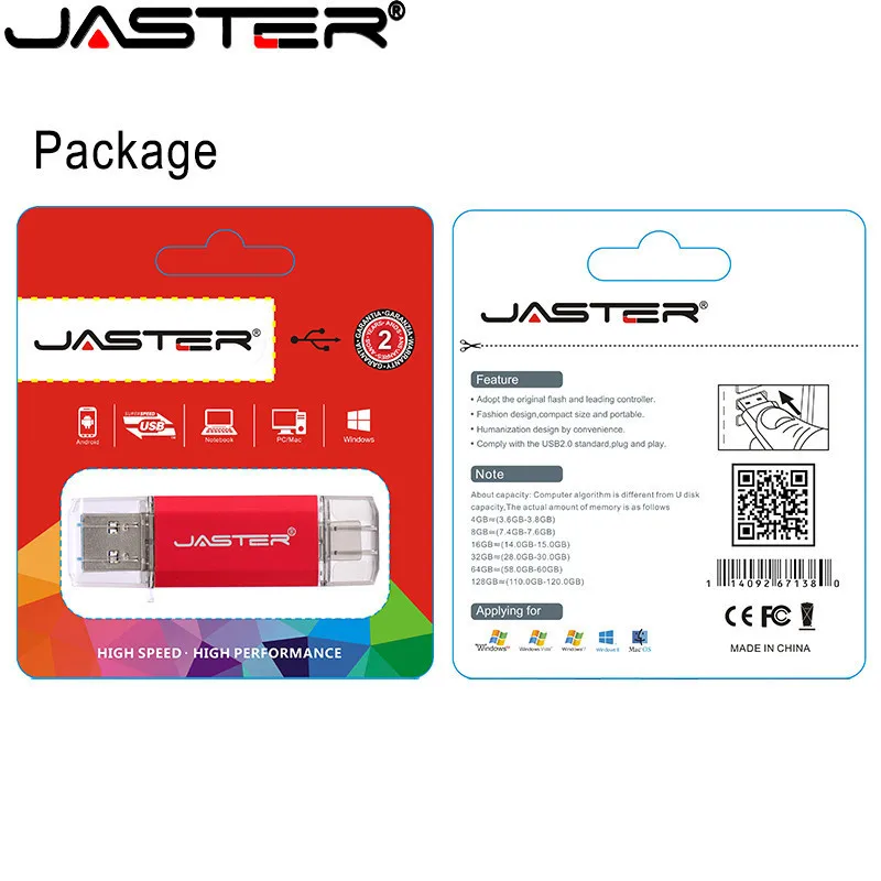 Лидер продаж флэш накопитель JASTER USB Type C 128 ГБ 64 32 16 флешка 2 0 для устройств C|USB