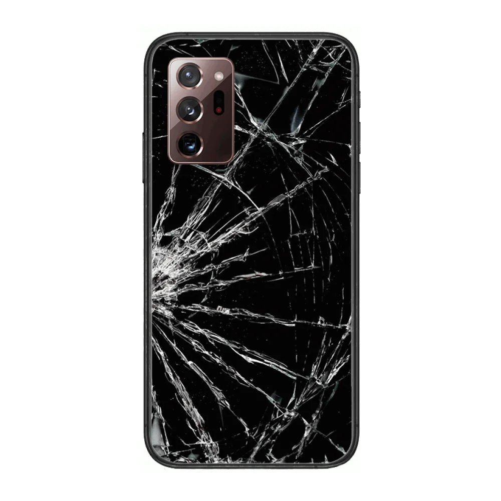 

Broken glass Phone Case cover hull For SamSung note20 10 9 8 4 pro plus black prime soft bumper Transparent