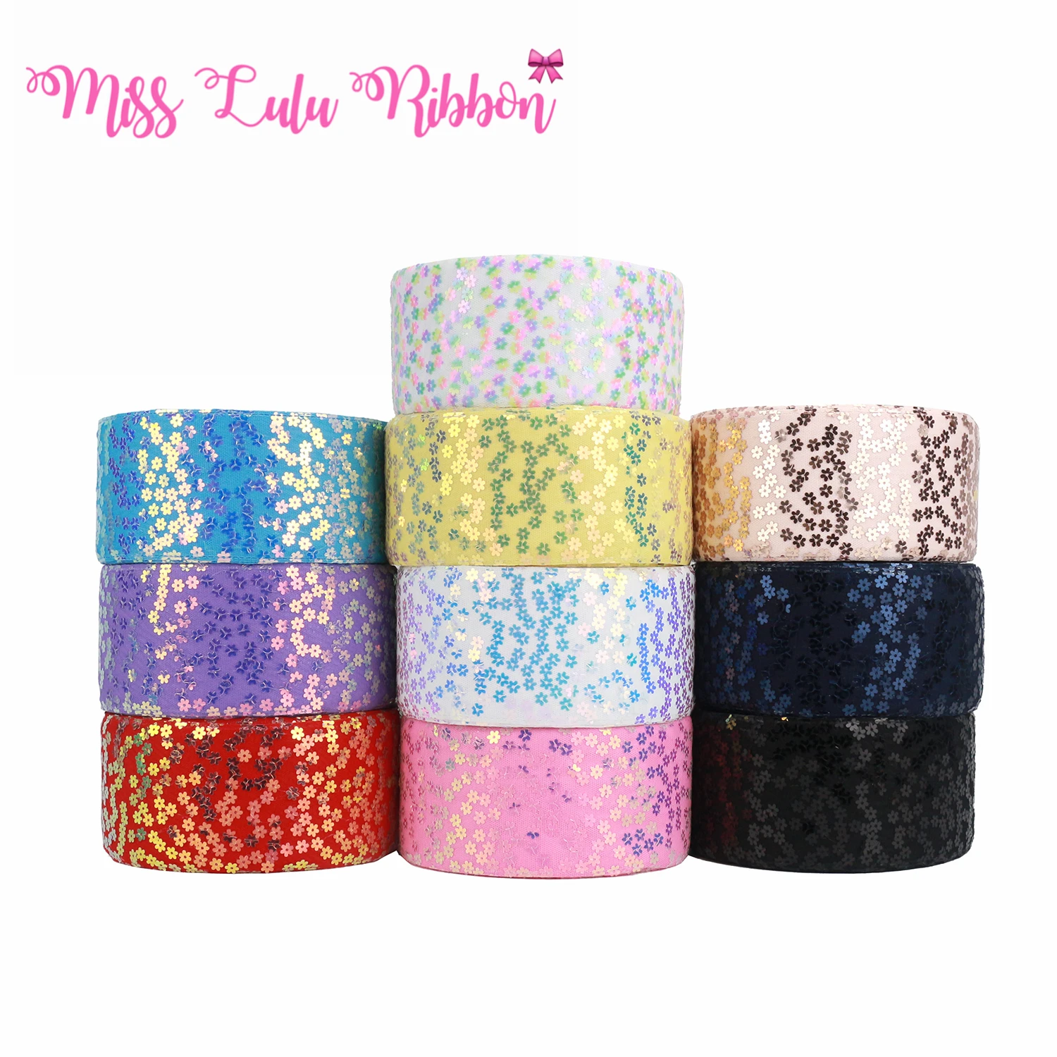 

3" 75mm 25 Yards/Roll Multicolor Sequin Ribbon DIY Holiday Large Cheer Hair Bow Material Handmade Decorative Accessories