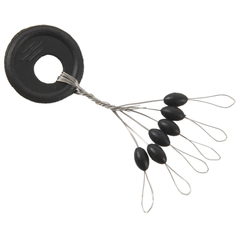 Quality 10 Pcs 6 in 1 Size L Black Rubber Oval Stopper Fishing Bobber Float |