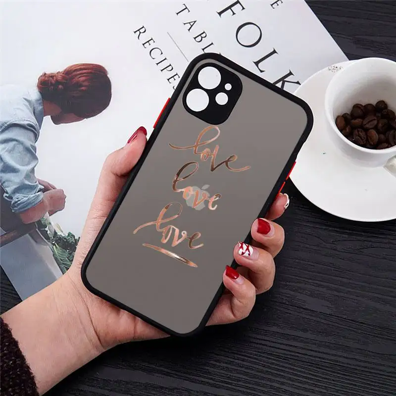 

gold Phone Case black matte transparent For iPhone 7 8 x xs xr 11 12 pro plus mini max Clear Funda