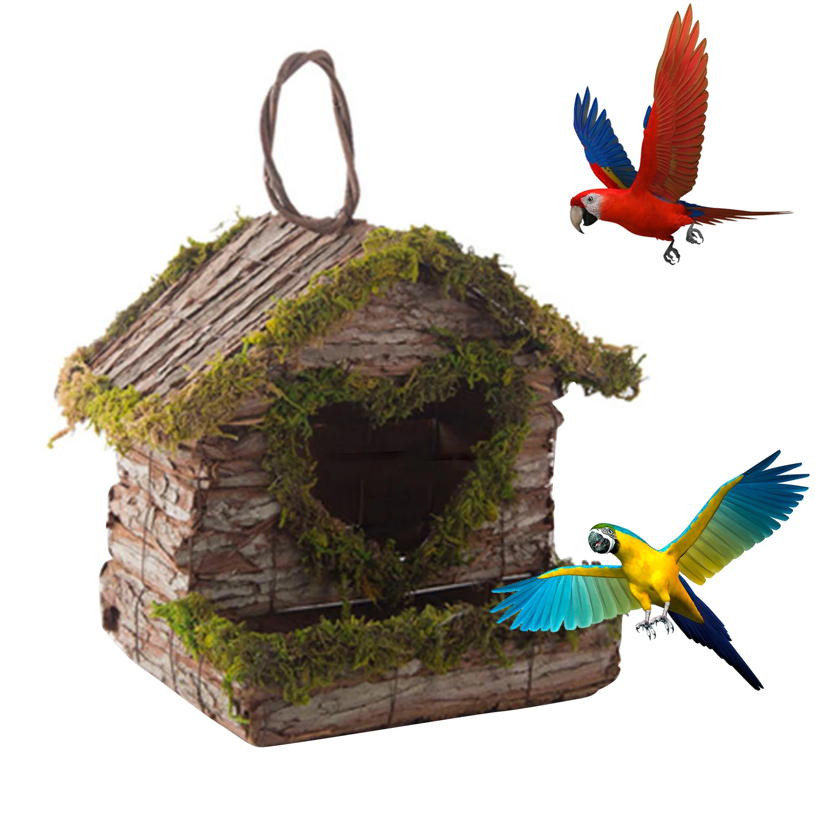 

Птичье гнездо, настенная птичья клетка, клетка из натуральной травы, Птичий дом, плетеный, подвесной, для наружного украшения или домашнего ...