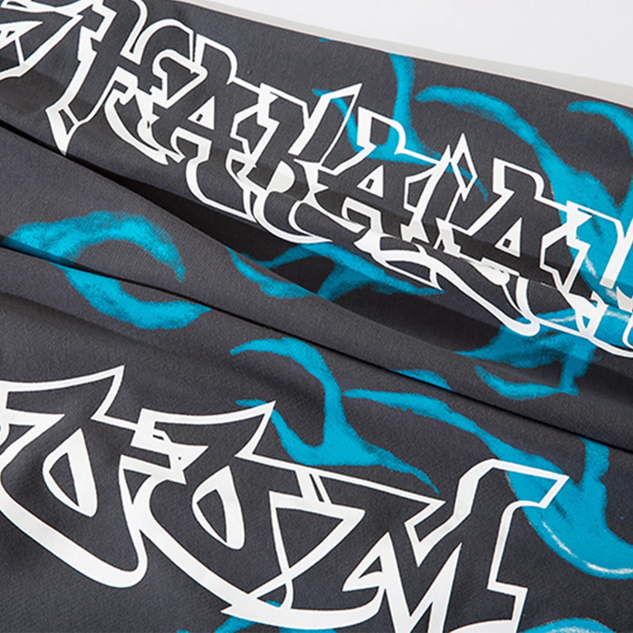 Брюки мужские хлопковые в стиле хип-хоп уличная одежда с граффити Синим огнем