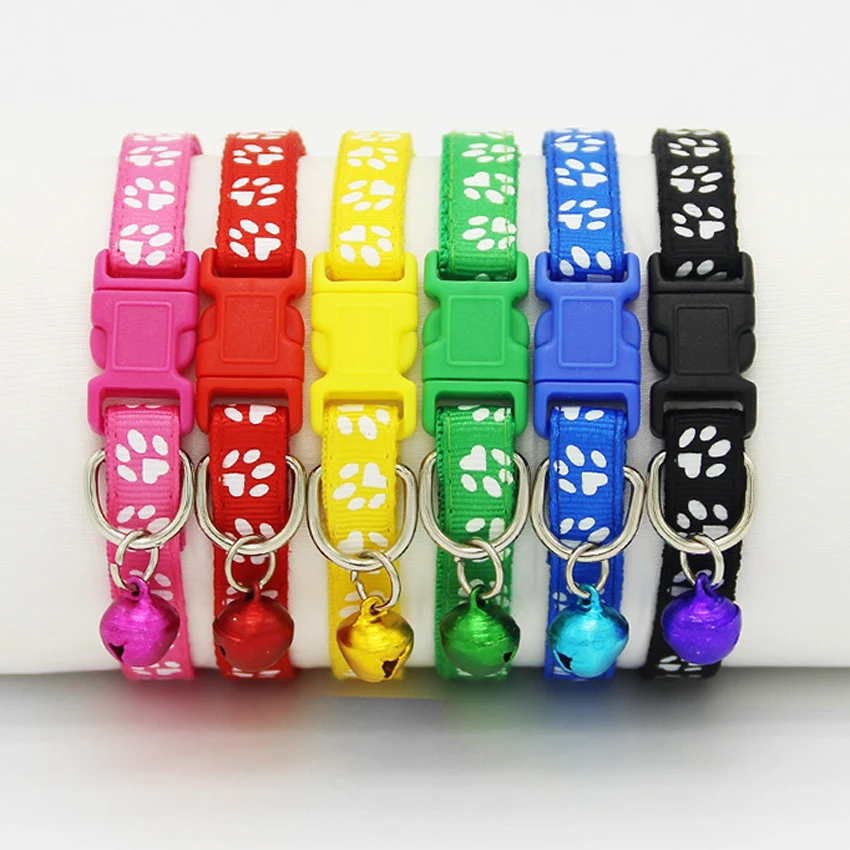 

Footprint Pet Collar Band with Bell Buckle Easy Wear Adjustable Small Collar Band for Cat Kitten Dog Puppy Pet Supplies