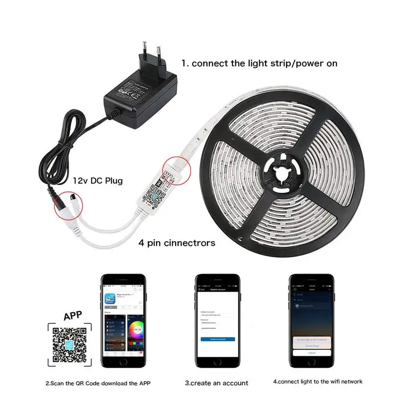 Wi-Fi цветная (RGB) Управление Для Светодиодный светильник полоски работает со