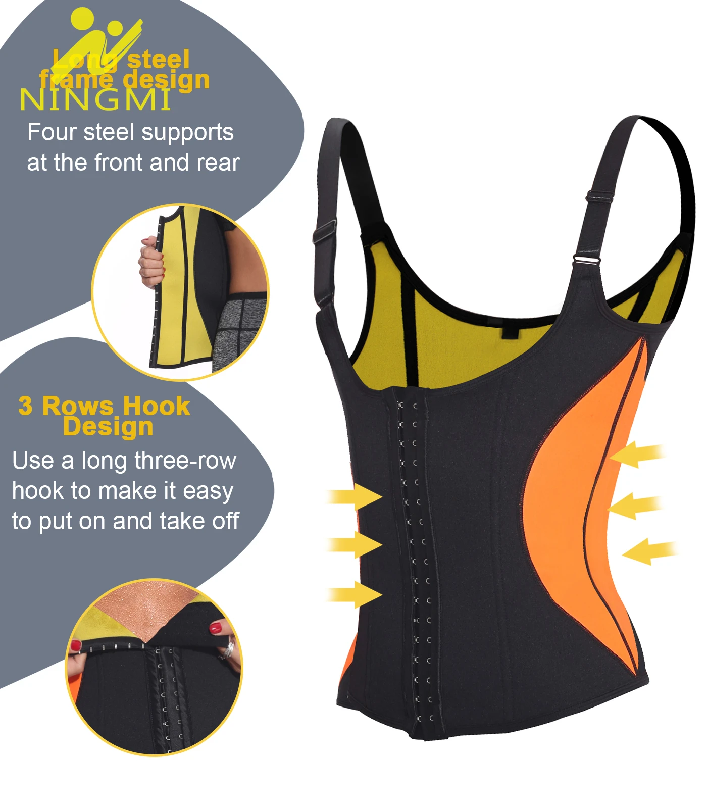 Женский пояс NINGMI термо-рубашка для сауны корректирующий жилет майка неопреновый