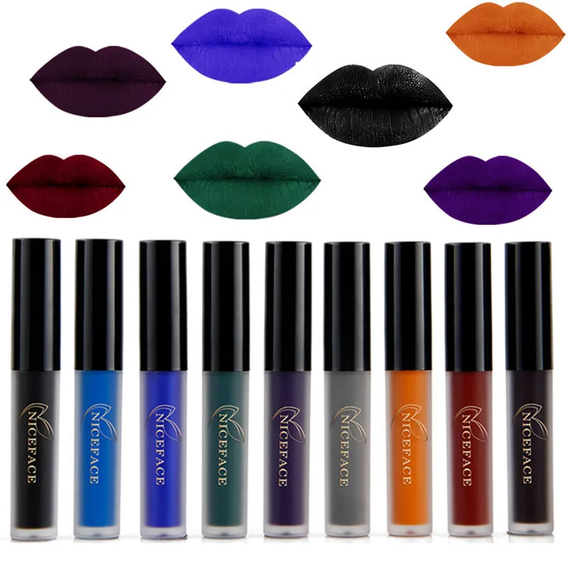 9 цветов жидкая помада водостойкая стойкая Косметика черный синий фиолетовый